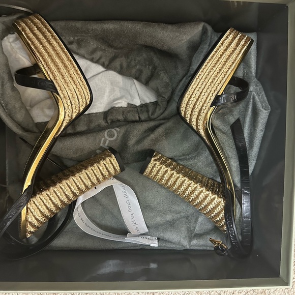 Metallic Rope Ankle-Strap Platform Sandals 140mm TOM FORD AUTHENTIC Size 40 - Picture 2 of 6